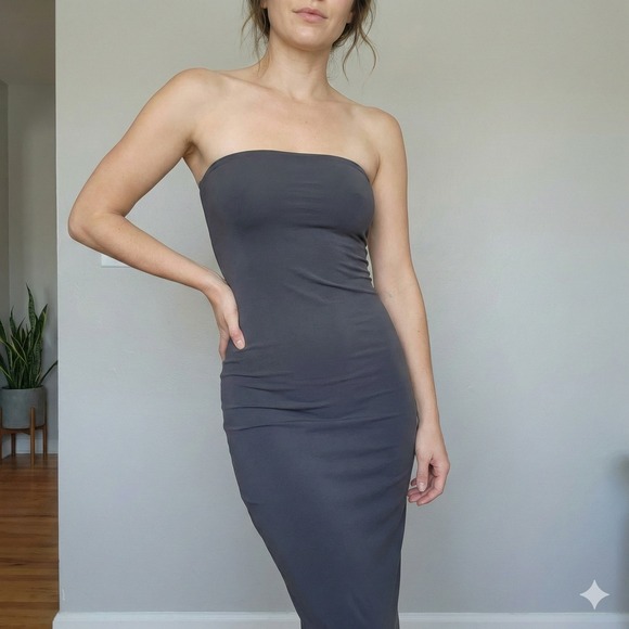 SKIMS Dresses & Skirts - Skims Fits Everybody Tube Dress Womens Medium Onyx Black Maxi Bodycon NWT Glam